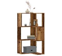 vidaXL Bibliothèque d'angle à 3 niveaux vieux bois bois d'ingénierie, étagère à livres d'angle, vitrine d'angle, armoire 852598