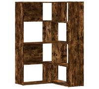 vidaXL Bibliothèque d'angle à 4 Niveaux chêne fumé Bois d'ingénierie, étagère à Livres d'angle, vitrine d'angle, Armoire d'angle