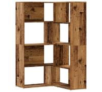 vidaXL Bibliothèque d'angle à 4 Niveaux Vieux Bois Bois d'ingénierie, étagère à Livres d'angle, vitrine d'angle, Armoire d'angle