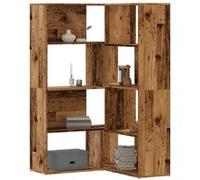 vidaXL Bibliothèque d'angle à 4 Niveaux Vieux Bois Bois d'ingénierie, étagère à Livres d'angle, vitrine d'angle, Armoire d'angle