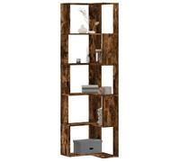 vidaXL Bibliothèque d'angle à 5 Niveaux chêne fumé Bois d'ingénierie, étagère à Livres d'angle, vitrine d'angle, Armoire d'angle