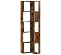 vidaXL Bibliothèque d'angle à 5 Niveaux chêne fumé Bois d'ingénierie, étagère à Livres d'angle, vitrine d'angle, Armoire d'angle