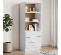 vidaXL Bibliothèque et tiroirs Alta Blanc 60x35x142 cm Bois Massif pin, étagère, étagère à Livres, vitrine, Armoire de Rangement, étagère de Rangement
