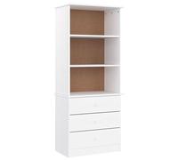 Vidaxl Bibliothèque Et Tiroirs Alta Blanc 60x35x142 Cm Bois Massif Pin Multicolore