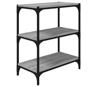 vidaXL Bibliothèque, Étagère à Livres à 3 Niveaux, Meuble de Rangement Bureau Salle de Séjour, Moderne, Bureau Sonoma Gris Bois d'Ingénierie Acier