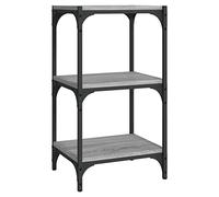 vidaXL Bibliothèque, Étagère à Livres à 3 Niveaux, Meuble de Rangement Bureau Salle de Séjour, Moderne, Bureau Sonoma Gris Bois d'Ingénierie Acier