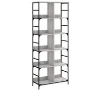 vidaXL Bibliothèque, Étagère à Livres avec 10 Compartiments, Meuble de Rangement Bureau Intérieur, Industriel, Sonoma Gris Bois d'Ingénierie