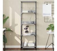 vidaXL Bibliothèque, Étagère à Livres avec 4 Compartiments, Meuble de Rangement Bureau Intérieur, Industriel, Sonoma Gris Bois d'Ingénierie 835277 Gris G