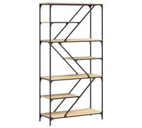 vidaXL Bibliothèque, Étagère à Livres avec Pieds Réglables, Meuble à Livres avec Rangement Bureau, Industriel, Chêne Sonoma Bois Ingénierie et Acier