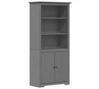 vidaXL Bibliothèque, Étagère à Livres avec Rangement, Armoire à Livres, Meuble de Bureau Salon Salle de Séjour, Gris Bois de Pin Massif