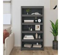 vidaXL Bibliothèque Gris 80x35x154 cm Bois de pin massif821691 Gris G