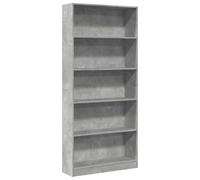 vidaXL Bibliothèque Gris béton 80x24x176 cm Bois d'ingénierie