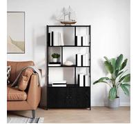 vidaXL Bibliothèque industrielle chêne noir 80 x 30 x 155,5 cm - Bois d'ingénierie & acier