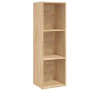 vidaXL Bibliothèque Meuble TV Armoire Basse Meuble de Rangement avec 3 Compartiments Stockage Etagère à Livres Salon Maison Chêne Sonoma Aggloméré