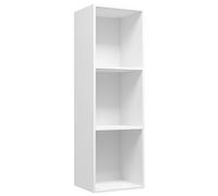 vidaXL Bibliothèque Meuble TV Armoire Basse Meuble de Rangement avec 3 Compartiments Stockage Etagère à Livres Salon Maison Blanc Aggloméré
