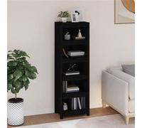 Vidaxl Bibliothèque Noir 50x35x154 Cm Bois De Pin Massif Marron