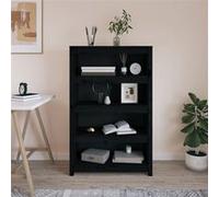 vidaXL Bibliothèque Noir 80x35x126 cm Bois de pin massif821688 Noir G