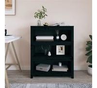 Vidaxl Bibliothèque Noir 80x35x97 Cm Bois De Pin Massif Marron