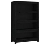Vidaxl Bibliothèque Noir 80x35x126 Cm Bois De Pin Massif Marron