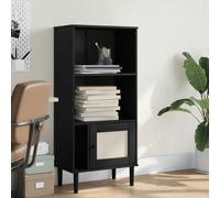Vidaxl Bibliothèque Senja Noir 60x35x130 Cm Bois Massif De Pin Marron