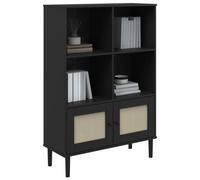 Vidaxl Bibliothèque Senja Noir 90x35x130 Cm Bois Massif De Pin Marron