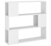 vidaXL Bibliothèque Séparateur de Pièce, Armoire à Livres avec 3 Compartiments, Étagère de Rangement Salon Salle de Séjour, Scandinave, Blanc