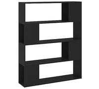 vidaXL Bibliothèque Séparateur de Pièce, Armoire à Livres avec 4 Compartiments, Étagère de Rangement Salon Salle de Séjour, Scandinave, Noir