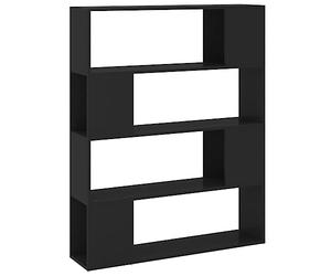 vidaXL Bibliothèque Séparateur de Pièce, Armoire à Livres avec 4 Compartiments, Étagère de Rangement Salon Salle de Séjour, Scandinave, Noir