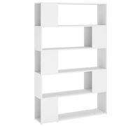 vidaXL Bibliothèque Séparateur de Pièce, Armoire à Livres avec 5 Compartiments, Étagère de Rangement Salon, Scandinave, Blanc Bois d'Ingénierie