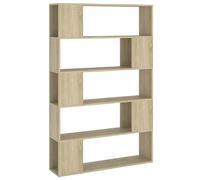 vidaXL Bibliothèque Séparateur de Pièce, Armoire à Livres avec 5 Compartiments, Étagère de Rangement Salon, Scandinave, Chêne Sonoma Bois d'Ingénierie