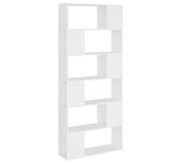 vidaXL Bibliothèque Séparateur de Pièce, Armoire à Livres avec 6 Compartiments, Étagère de Rangement Salon, Scandinave, Blanc Bois d'Ingénierie