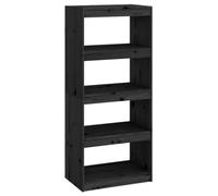 vidaXL Bibliothèque Séparateur de Pièce Armoire à Livres Cloison de Séparation Etagère à Livres Paravent Diviseur Noir 60x30x135,5 cm Pin Solide
