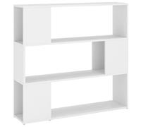 vidaXL Bibliothèque séparateur de pièce — Armoire à livres 3 compartiments, Scandinave, Blanc