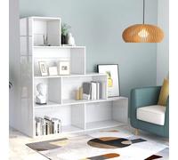 Vidaxl Bibliothèque/Séparateur De Pièce Blanc Brillant Bois Ingénierie Blanc