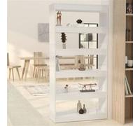 vidaXL Bibliothèque/Séparateur de pièce Blanc brillant bois ingénierie811724 Blanc G