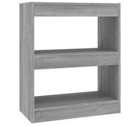 vidaXL Bibliothèque Séparateur de Pièce Etagère à Livres Meuble Armoire de Rangement Cloison de Séparation Salon Sonoma Gris 60x30x72 cm