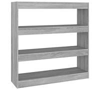 vidaXL Bibliothèque Séparateur de Pièce Etagère à Livres Meuble Armoire de Rangement Cloison de Séparation Salon Sonoma Gris 100x30x103 cm