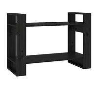 vidaXL Bibliothèque Séparateur de Pièce Etagère à Livres Meuble Armoire de Rangement Cloison de Séparation Salon Noir 80x35x56,5 cm Pin Massif