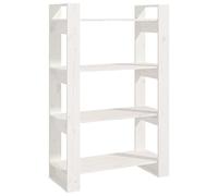 vidaXL Bibliothèque Séparateur de Pièce Etagère à Livres Meuble Armoire de Rangement Cloison de Séparation Salon Blanc 80x35x125 cm Pin Solide