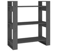 vidaXL Bibliothèque/Séparateur de pièce Gris 80x35x91 cm Pin Solide