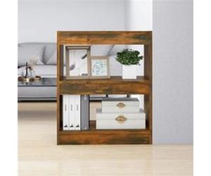 vidaXL Bibliothèque Séparateur de Pièce Etagère à Livres Meuble Armoire de Rangement Cloison de Séparation Salon Chêne Fumé 60x30x72 cm 813599 Brun G