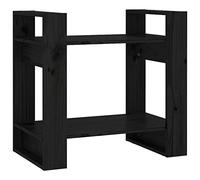 vidaXL Bibliothèque/Séparateur de Pièce Étagère à Livres Meuble de Rangement Cloison de Séparation Salon Noir 60x35x57 cm Pin Solide