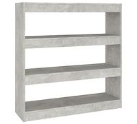 vidaXL Bibliothèque/Séparateur de Pièce Étagère à Livres Meuble de Rangement Paravent Cloison de Séparation Diviseur Salon Gris Béton 100x30x103 cm