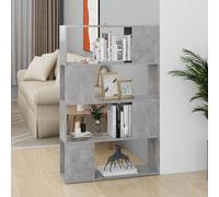vidaXL Bibliothèque Séparateur de Pièce Cloison de Séparation Armoire à Livres Rangement Diviseur Paravent Gris Béton 80x24x124,5 cm