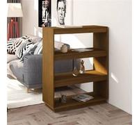 Pin Bibliothèque Séparateur de Pièce Cloison de Séparation Armoire à Livres Etagère de Rangement Salon Intérieur Marron Miel 80x35x103 cm