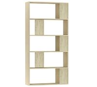 vidaXL Bibliothèque/Séparateur de Pièce, Meuble de Rangement, Étagère à Livres Salon Salle de Séjour Chambre Intérieur, Moderne, Chêne Sonoma Bois d’Ingénierie