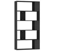 vidaXL Bibliothèque/Séparateur de Pièce, Meuble de Rangement, Étagère à Livres Salon Salle de Séjour Chambre Intérieur, Moderne, Noir Bois d’Ingénierie