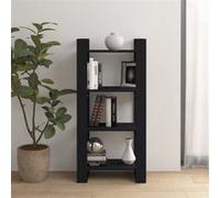 Bibliothèque/Séparateur de Pièce Noir 60x35x57 cm Pin Solide Étagère vidaXL