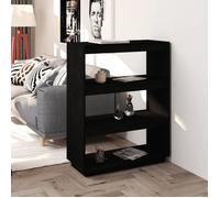 vidaXL Bibliothèque-Séparateur de pièce, Noir, 80 x 35 x 103 cm, Pin massif
