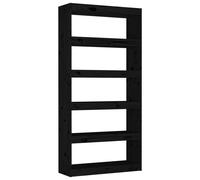 vidaXL Bibliothèque/Séparateur de pièce Noir 80x30x167,4 cm Pin solide